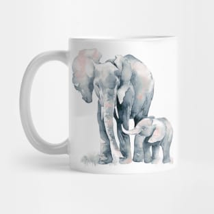 Adorable Watercolor Baby Elephant & Mum Mug